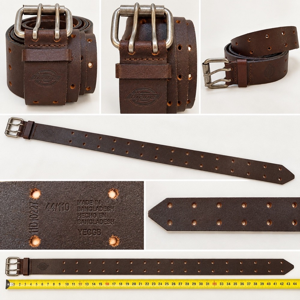 Dickies Mens Brown Leather Double Prong Work Belt 44/110 11DI0227